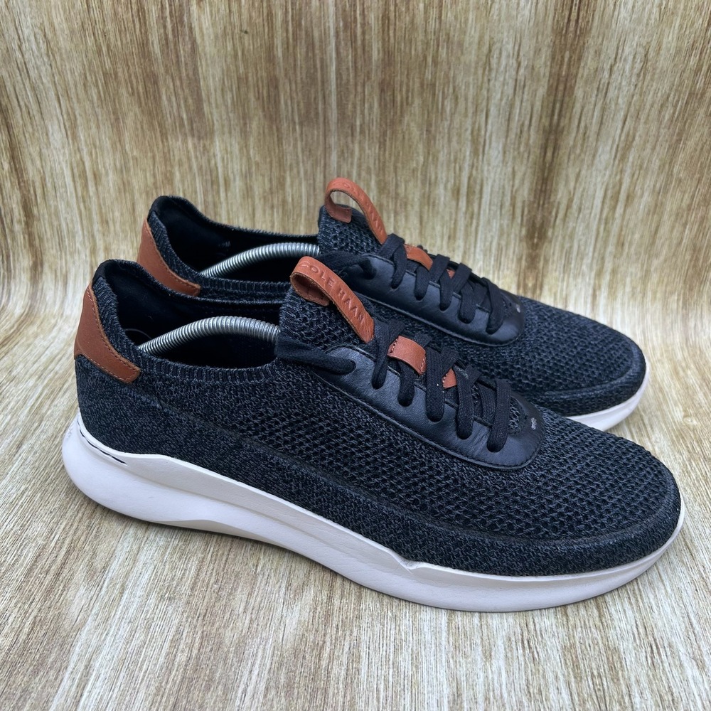 Cole Haan Grand Crosscourt Men's Size 12 M Black Knit Leather Sneakers C40485
